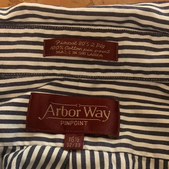 ARBOR WAY Men's Blue Oxford Stripe Button Down Shirt Size 16 1/2 - Picture 4 of 4